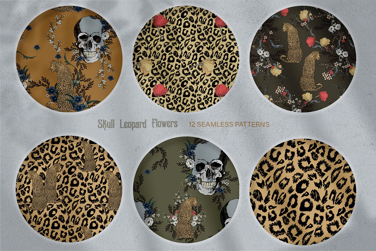 Skull Leopard Flowers, a Texture Illustration by LanaDzi (Photo 6 of 13)