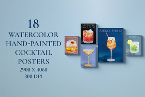 Cocktail Posters Watercolor set