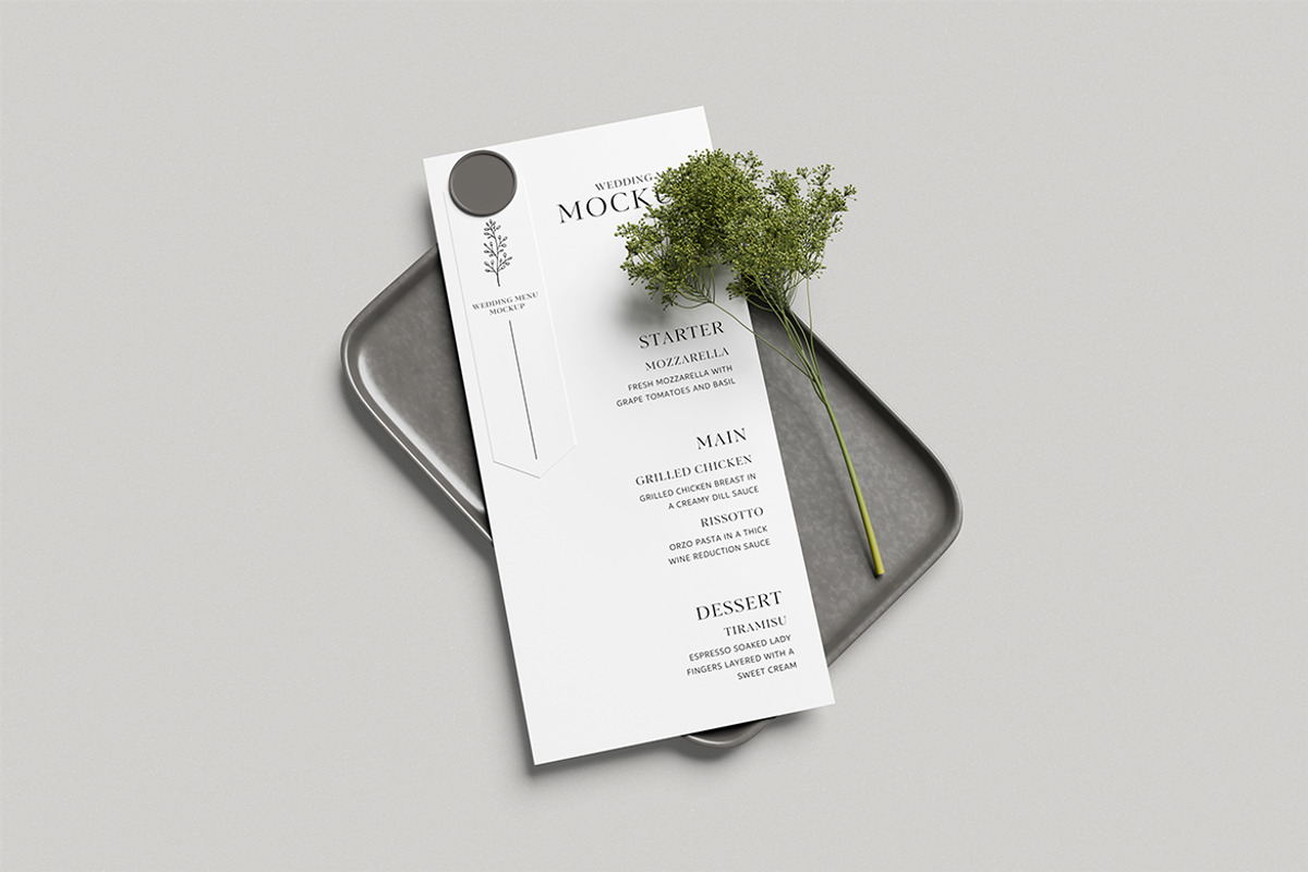 Wedding Menu Mockup, an Advertising Mockup by swsi-studio (Photo 2 of 5)