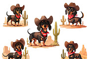 Vintage Cowboy Dog Clipart Bundle, an Animal Illustration by Design Scotch (Thumbnail 6 of 8)