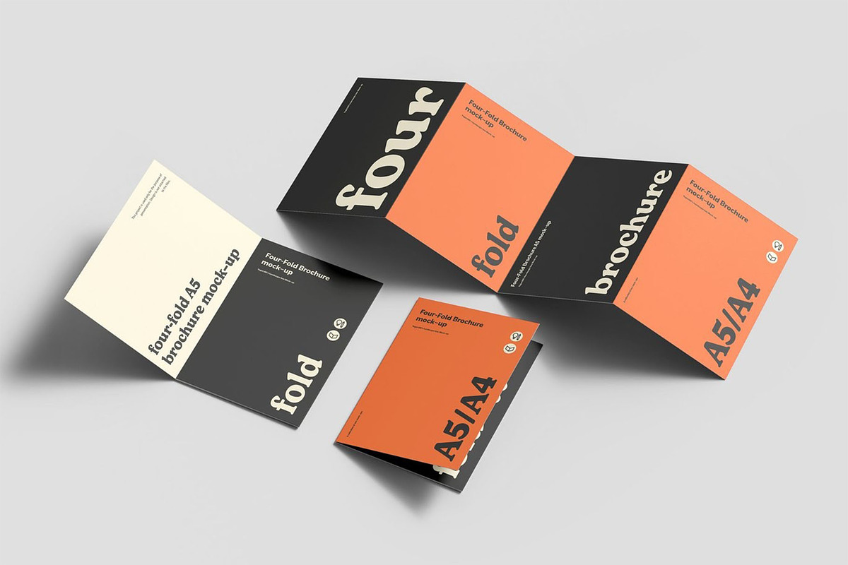 Four Fold A5 Brochure Mockup, an Advertising Mockup by Se٧enStudio (Photo 12 of 16)