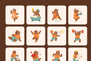 Flat Bear Characters Illustrations, an Animal Illustration by Brickclay (Thumbnail 9 of 10)