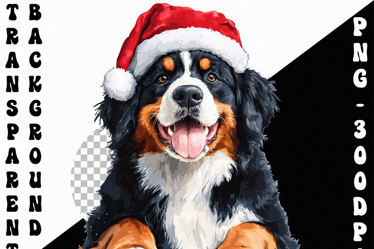 Christmas Dogs Clipart (PNG), an Animal Illustration by DesignBTF (Photo 4 of 7)