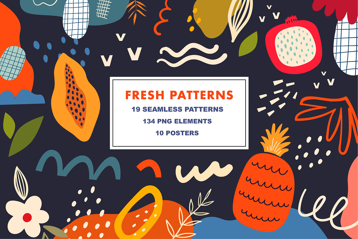 Fresh seamless patterns + posters, a Decorative Illustration by MoleskoStudio (Photo 1 of 21)