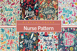 Nurse Pattern, a Background Graphic by Printable Treasure
