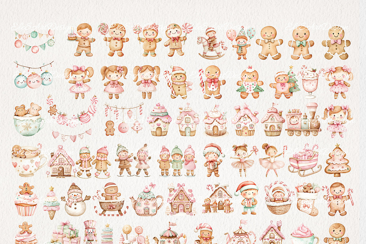 Nursery Gingerbread Clipart 63 PNG, a Seasonal Illustration by EleSArtDesign (Photo 2 of 4)