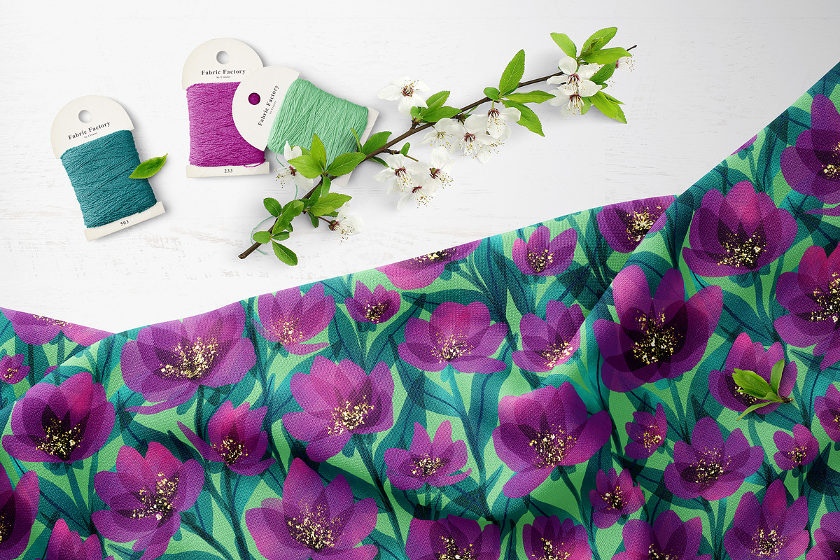 Violet Jade Garden Pattern, a Pattern Graphic by Velliniki (Photo 2 of 12)