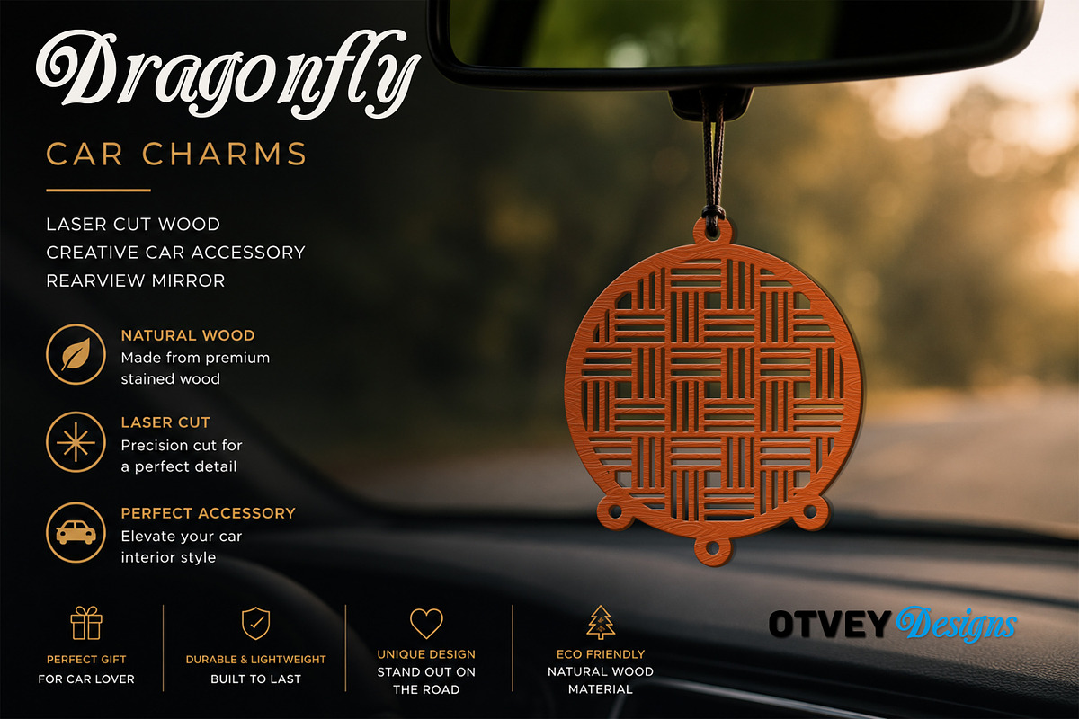 Rattan Car Charms laser Cut, an Object Graphic by OTVEY DESIGN (Photo 8 of 13)
