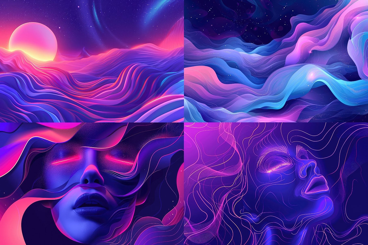 32 Ethereal Neon Dreamscapes, a Decorative Illustration by HipFonts (Photo 5 of 9)