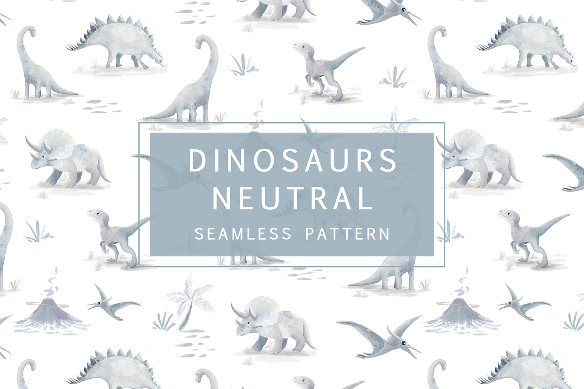 Dinosaurs Neutral Pattern, a Pattern Graphic by Lady Bruniere Design (Photo 1 of 17)