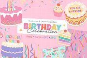 Birthday Celebration Illustrations, a Seasonal Illustration by CreativeChristiana (Thumbnail 1 of 7)
