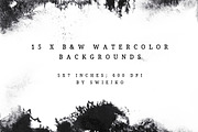 Black & White watercolor backgrounds, a Texture Graphic by swiejko (Thumbnail 1 of 7)