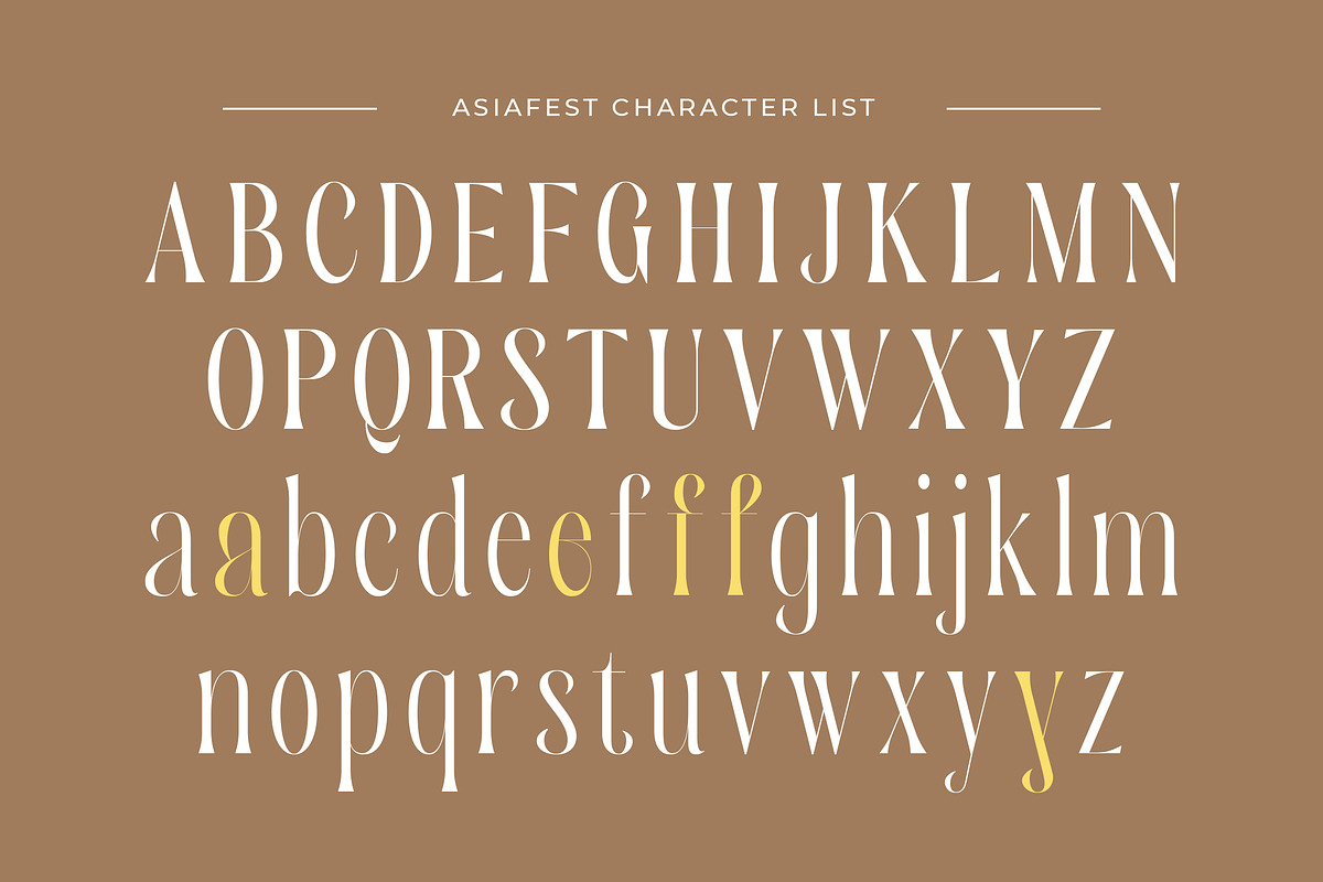 Asiafest - A Unique & Stylish Serif, a Serif Font by Typia Nesia (Photo 2 of 12)