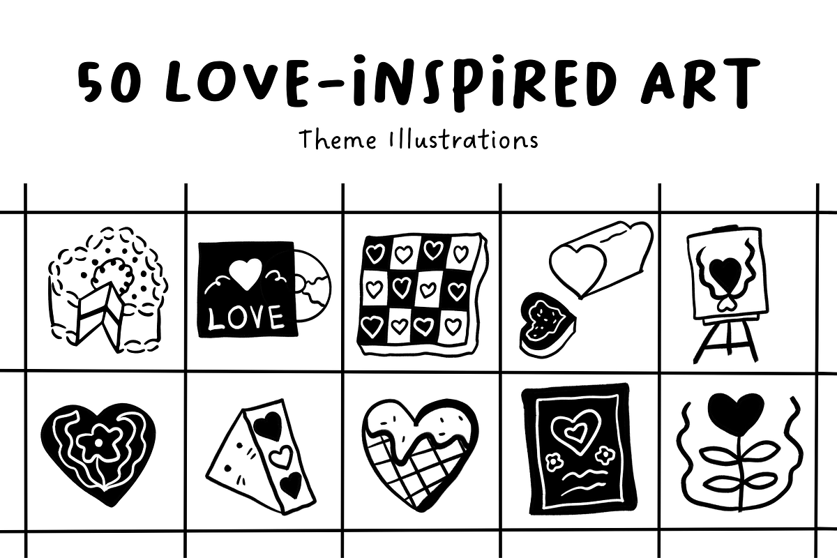 50 Love-Inspired Hand-Drawn Art, an Object Illustration by The Journey Atelier (Photo 1 of 4)