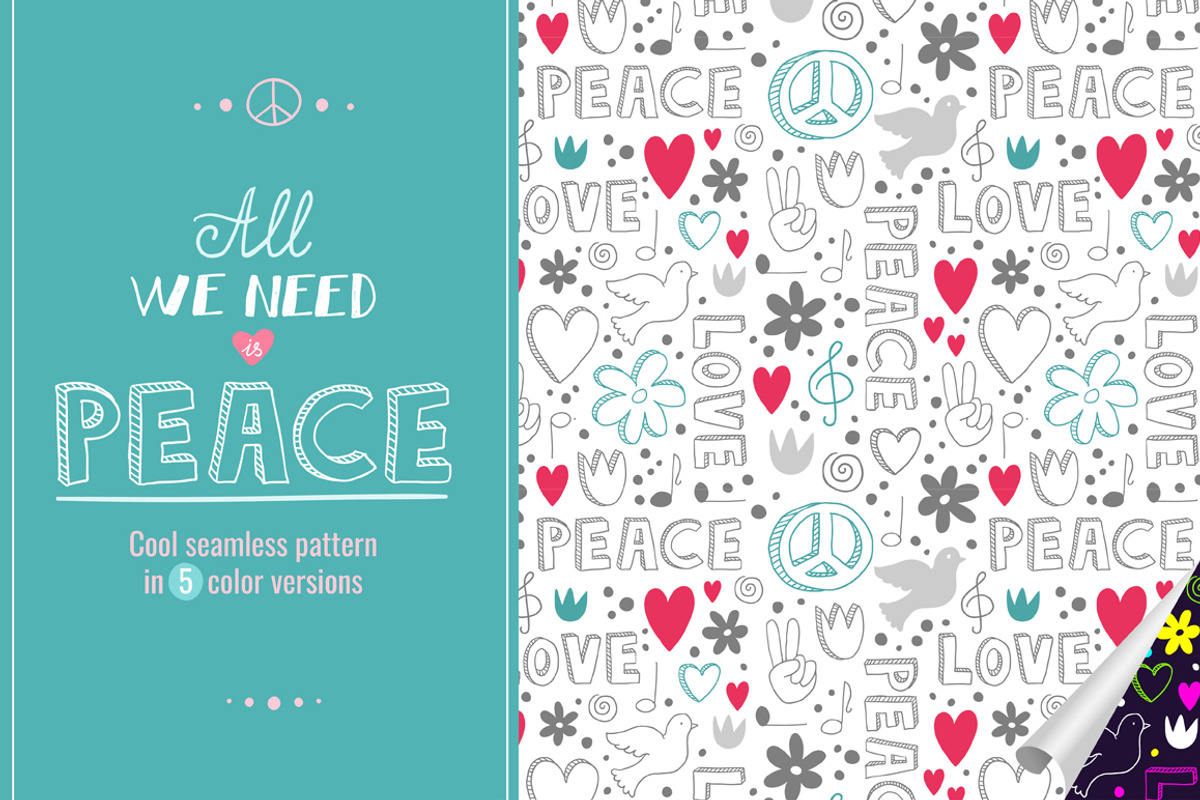 Cool set of 5 hippie patterns, a Pattern Graphic by Zhe Vasylieva (Photo 1 of 2)
