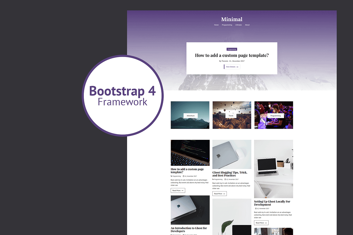 Minimal - Bootstrap 4 Ghost Theme, a Websites & App Template by Themeix