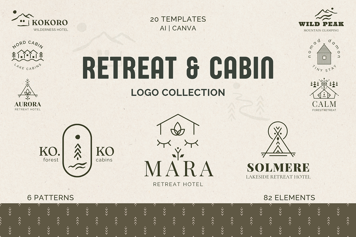 Retreat & Cabin Logo Collection, a Branding & Logo Template by Alisovna (Photo 1 of 14)