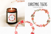 Watercolor Christmas Tiger Clipart, an Illustration by YuliyaArtGarden (Thumbnail 7 of 10)