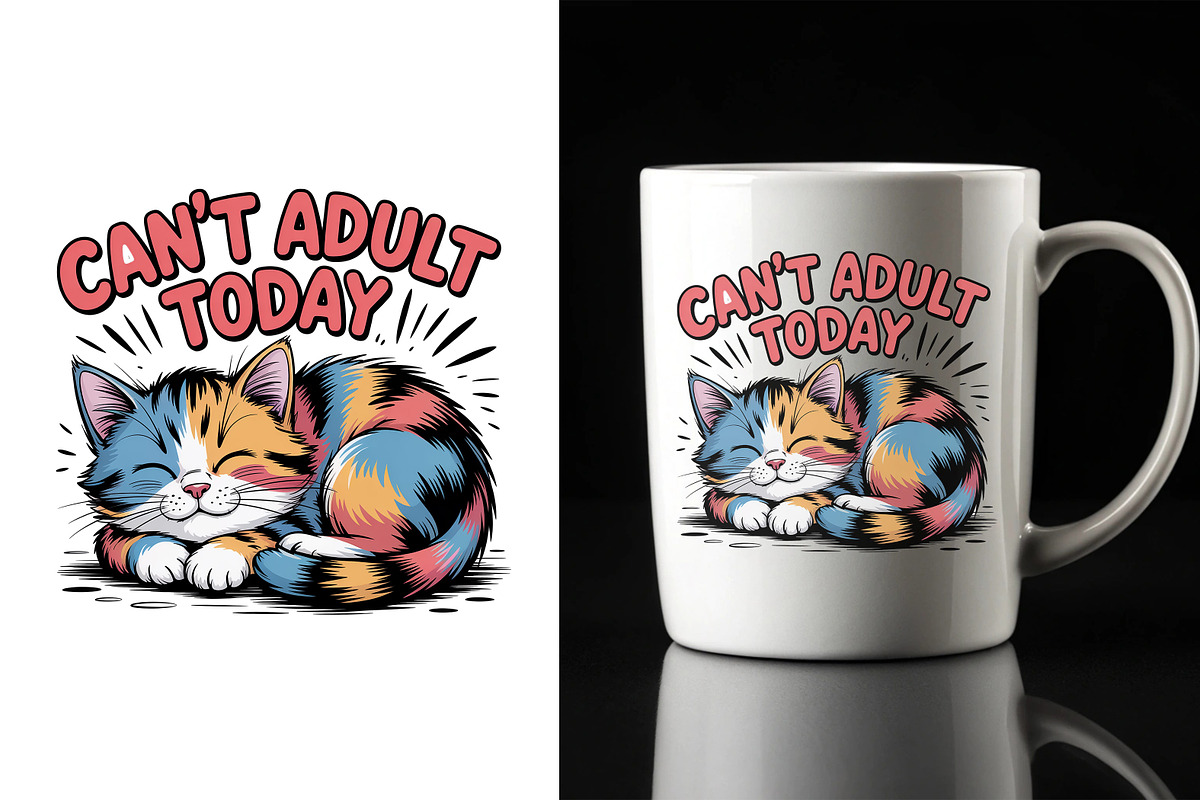 Cant Adult Today Cat PNG, an Animal Illustration by Unique Design Team (Photo 4 of 5)