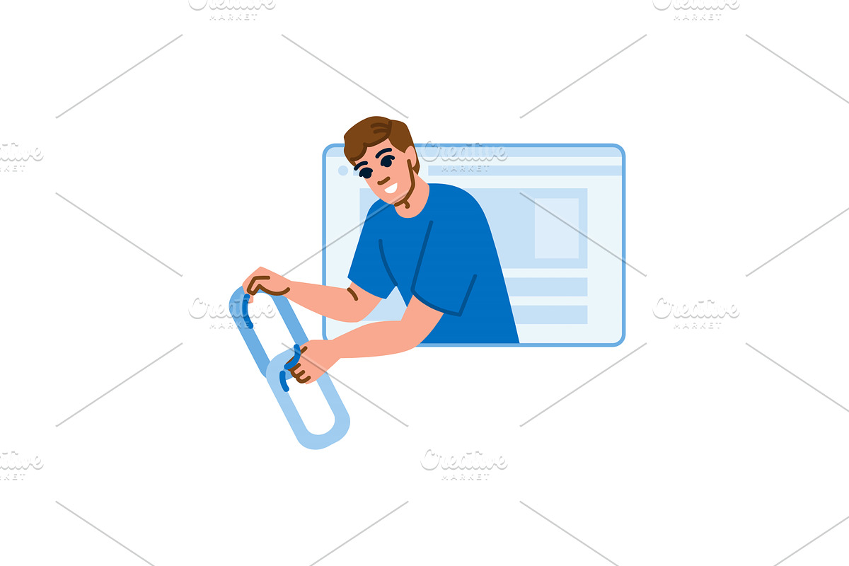Programmer connecting hyperlink from, a Technology Illustration by pikepicture