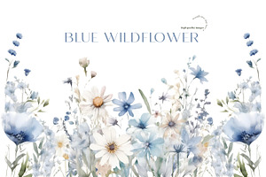 Blue Wildflowers Frame Clipart