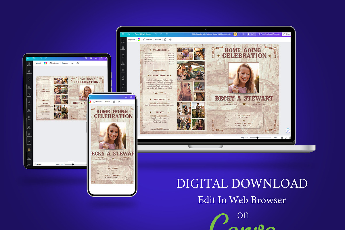 Cowgirl Tabloid Funeral Program Template preview 8