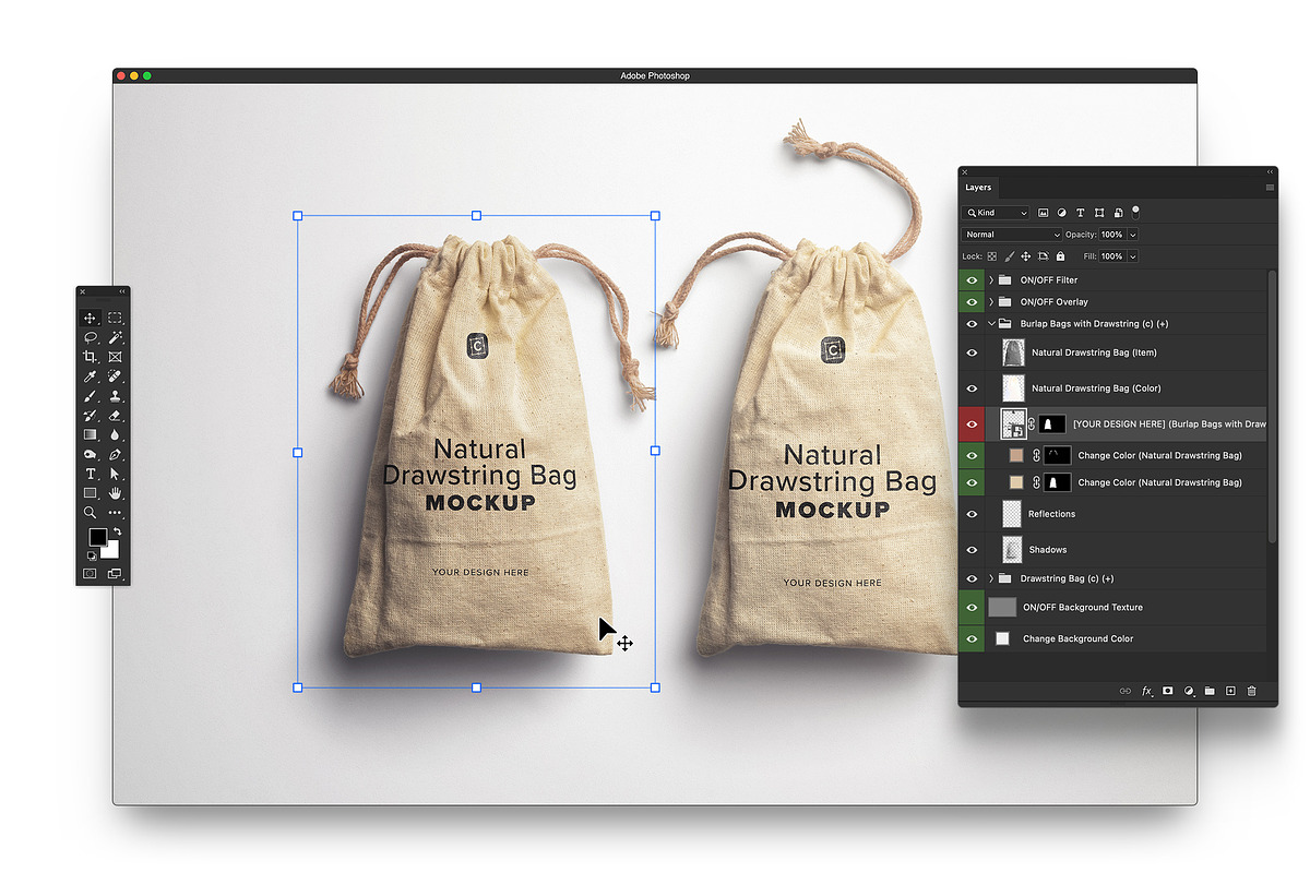 Drawstring Bags Mockup, a Mockup by Custom Scene (Photo 7 of 11)