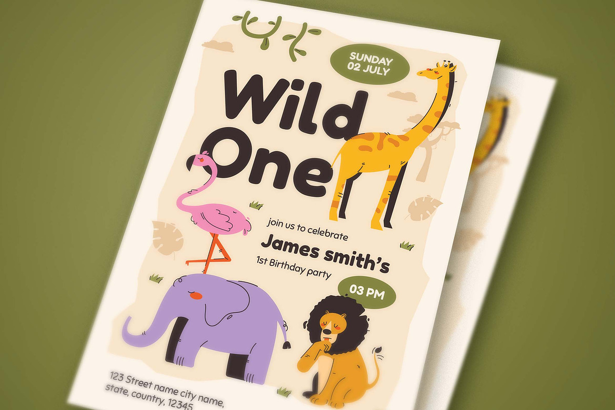 Animal Jungle Birthday Invitation, an Invitation Template by Vynetta (Photo 3 of 3)