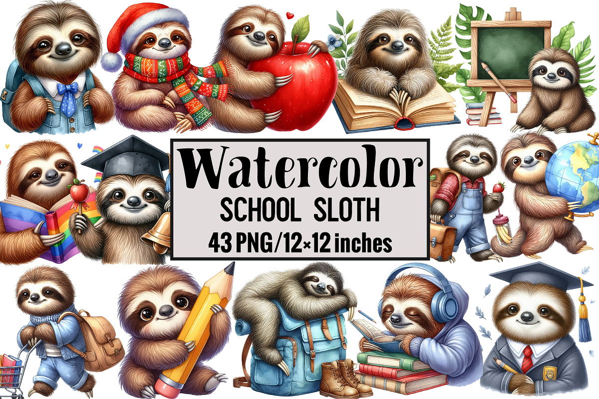 School Sloth, an Illustration by Design Market (Photo 1 of 4)