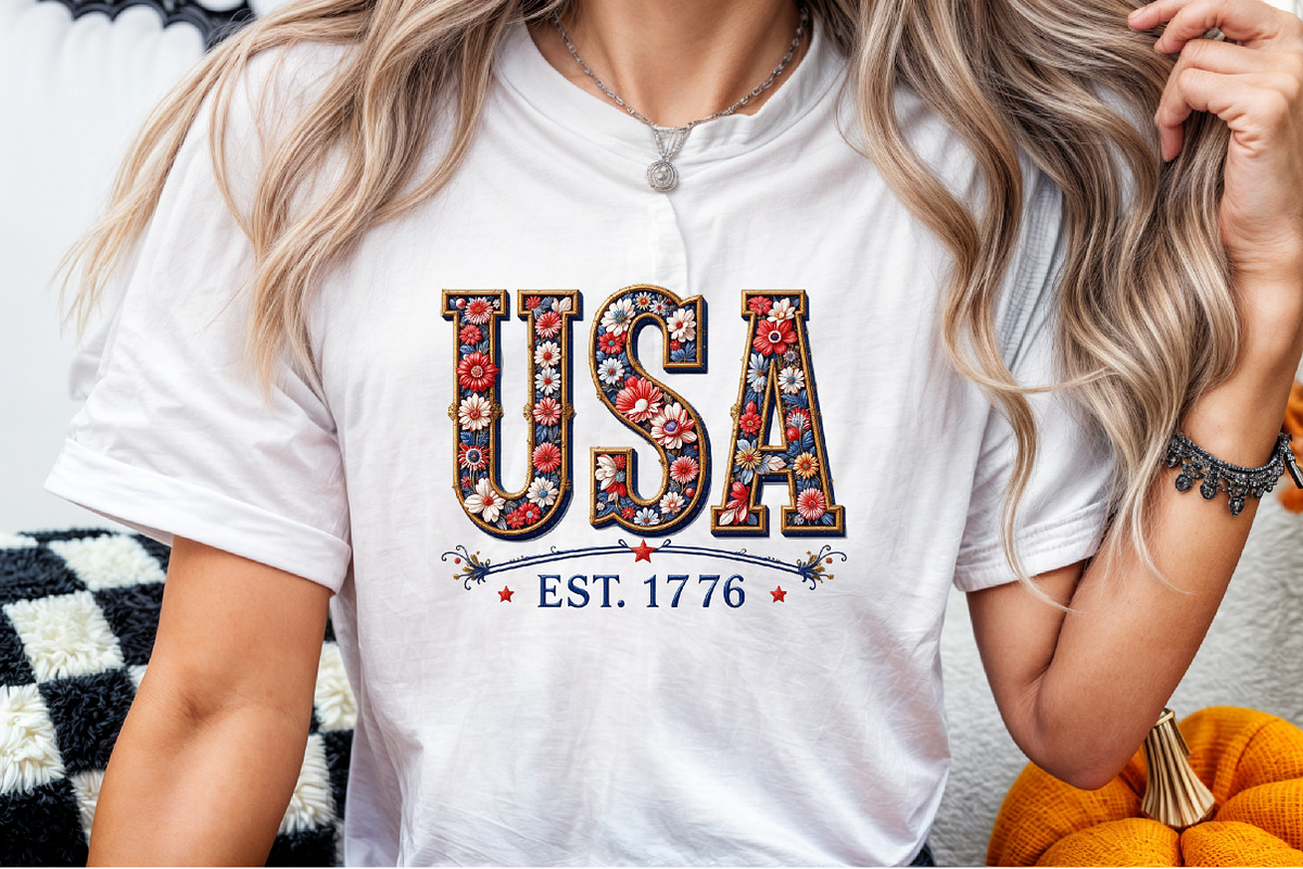 Floral Embroidery USA Png Retro Amer, an Illustration by Sublimation Artist (Photo 5 of 9)