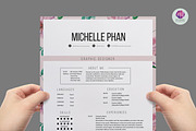 Floral 1 page resume template, a Resume Template by Chic templates (Thumbnail 1 of 4)