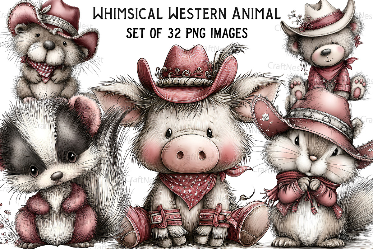 Whimsical Western Animal Clipart, an Illustration by Craft Nest (Photo 1 of 8)
