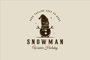 snowman logo vintage vector design, a Branding & Logo Template by zyxroun shop
