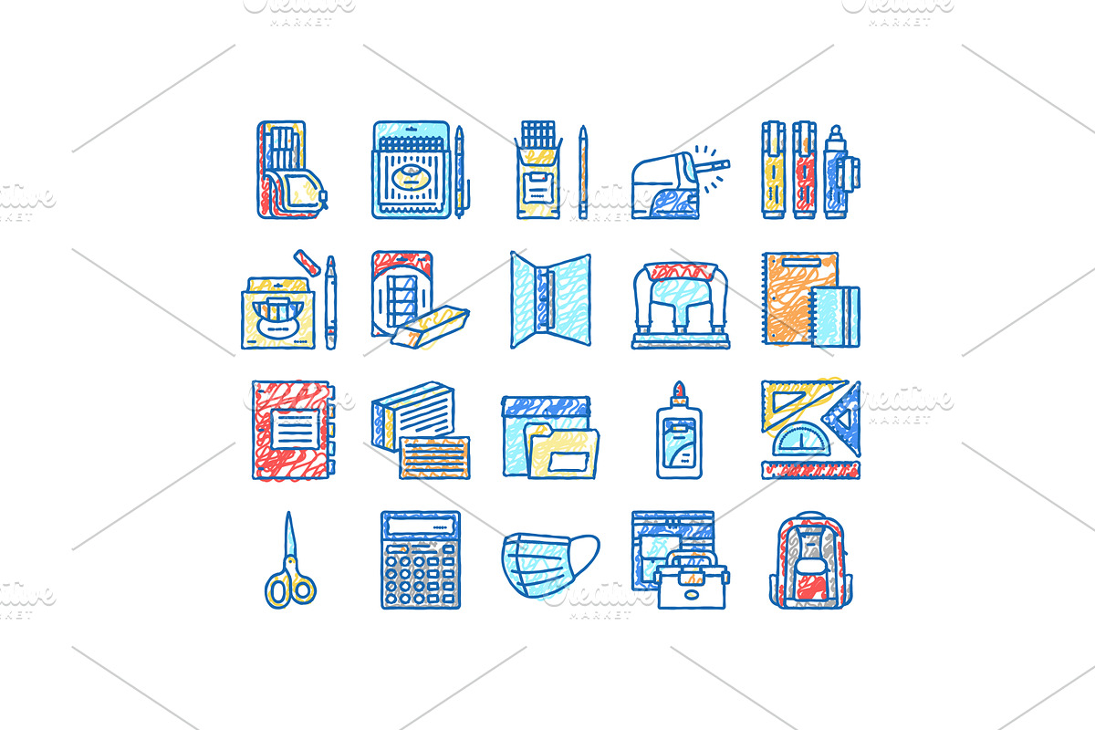 School Supplies Stationery Tools, an Object Illustration by pikepicture