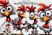 Quirky Funny Chicken Clipart, an Animal Illustration by Rose Art (Thumbnail 1 of 7)
