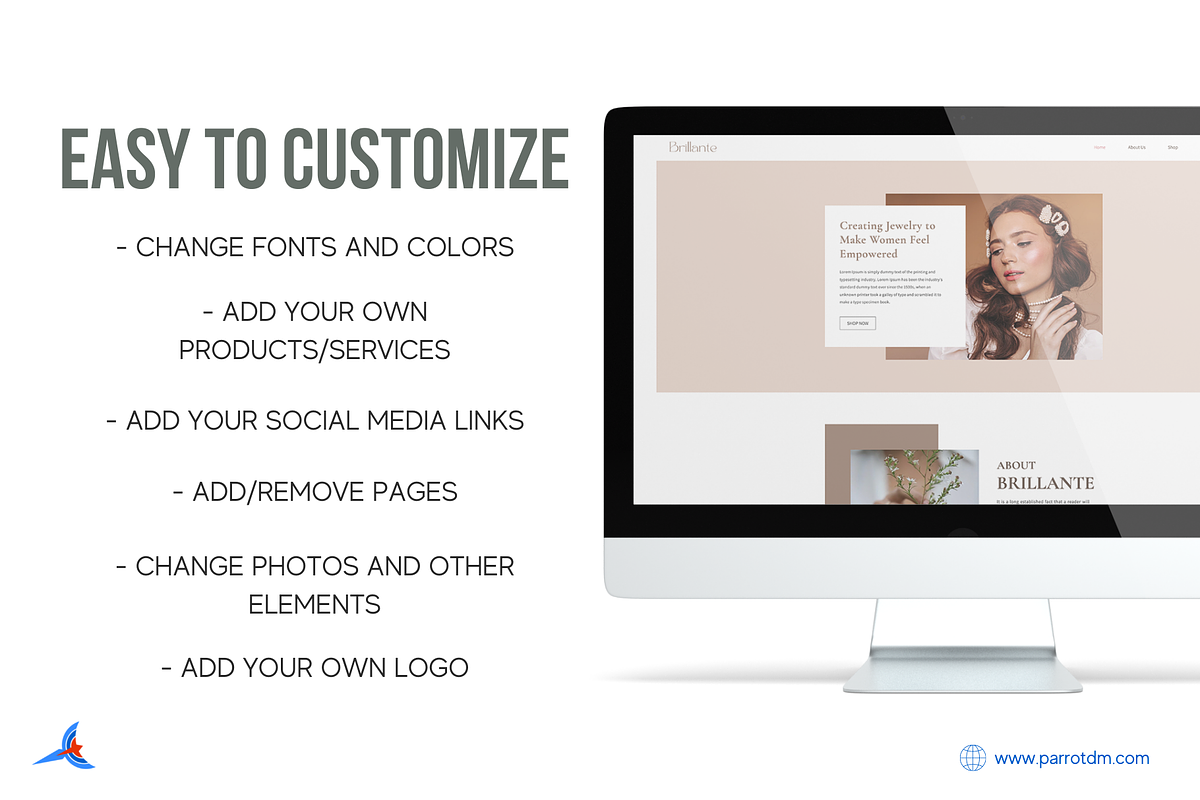 E-commerce Jewelry Website for Wix, a Shopify Template by Parrot Designs (Photo 4 of 4)