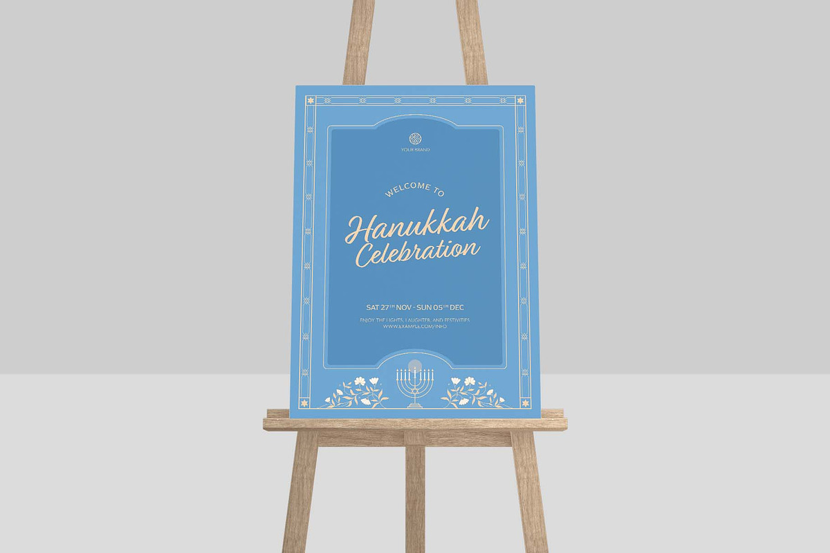 Hanukkah Welcome Sign Template, a Poster Template by BrandPacks (Photo 4 of 5)