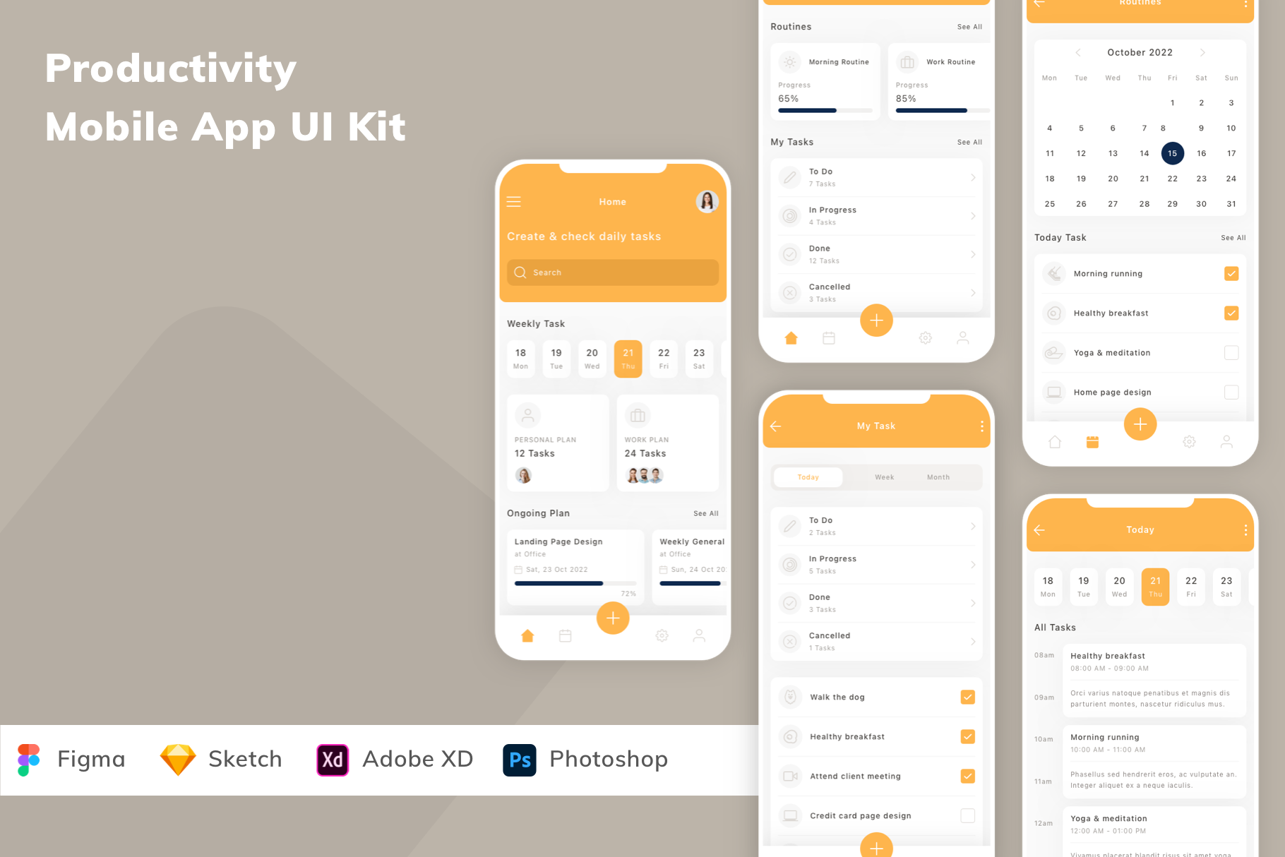 Productivity Mobile App UI Kit, an UI Kit Template by Betush