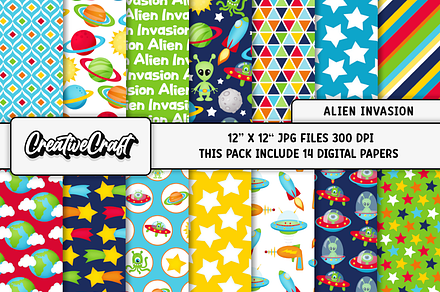 Alien Digital Papers Scrapbooking