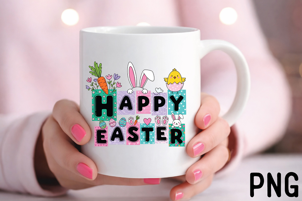 Happy Easter PNG, Bunny Block Letter, an Illustration by Black Bird Studio (Photo 3 of 3)