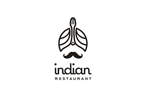 Guru Turban Mustache India Food Logo, a Branding & Logo Template by Enola99d