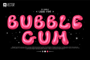 3D BUBBLE GUM VECTOR FONT, a Handwritten Font by BonkiStudio
