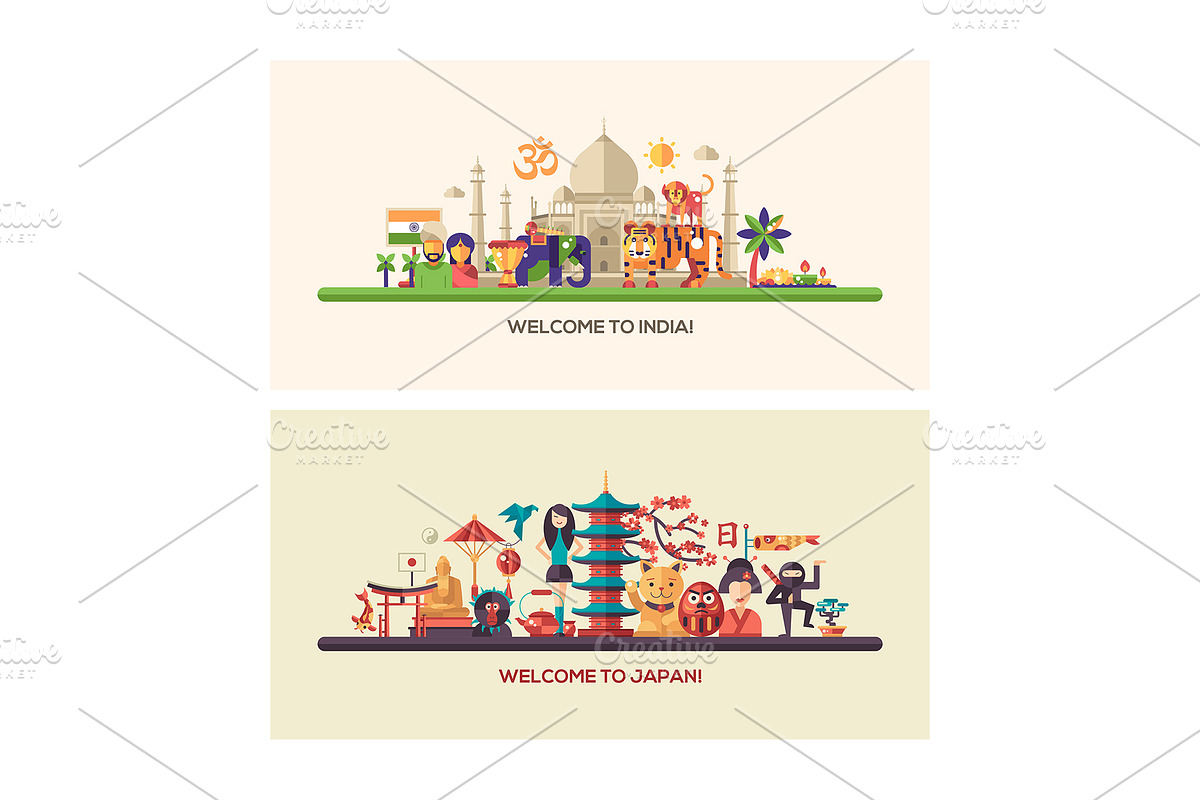 Countries Travel Banners Set, an Animal Illustration by Boyko Pictures (Photo 12 of 12)