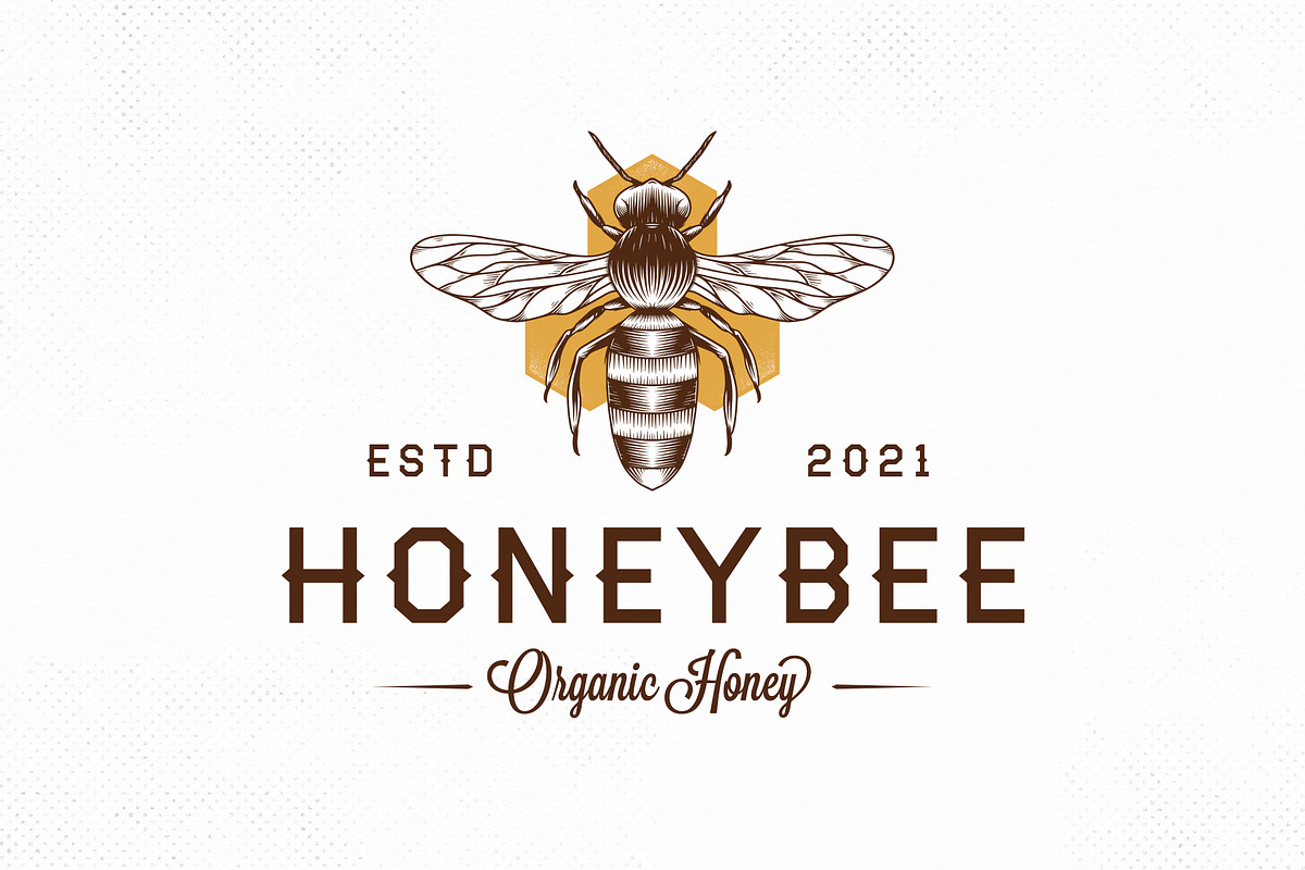 Honey Bee Vintage Vector Logo Design, a Branding & Logo Template by vectorwithin (Photo 1 of 4)
