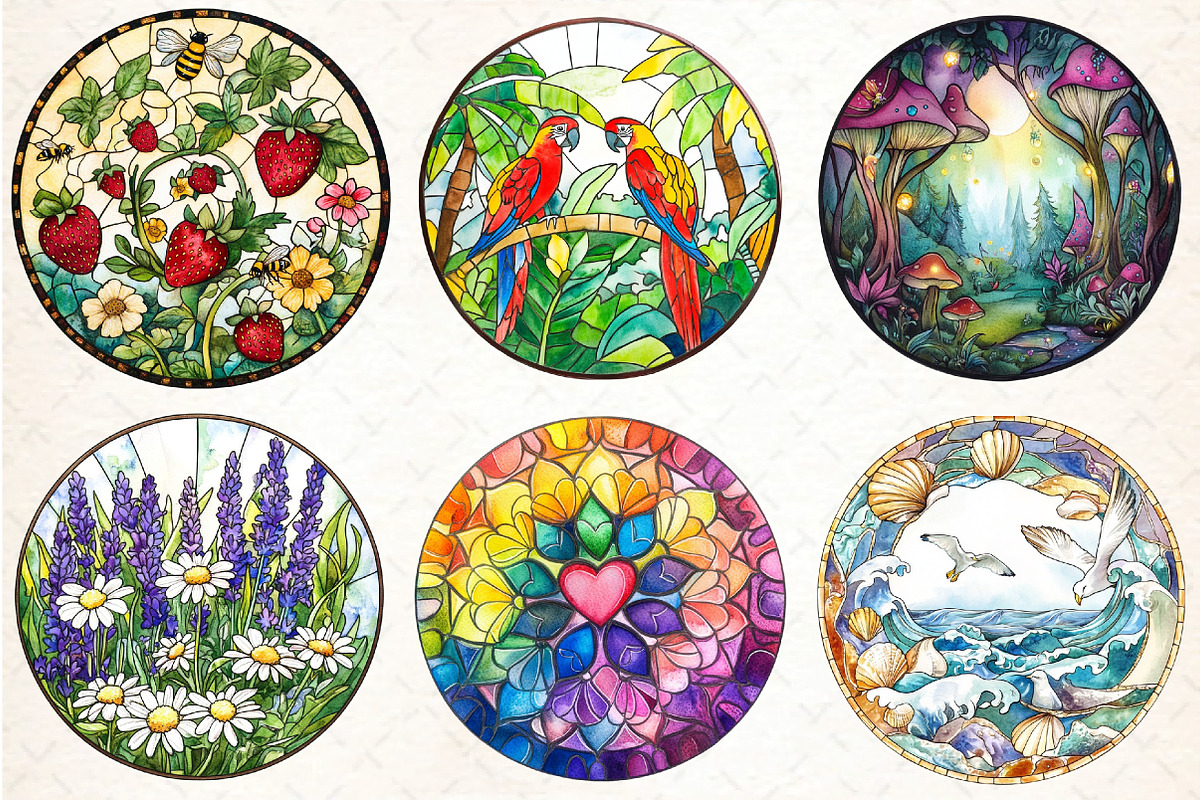 Stained Glass Sublimation Clipart, an Illustration by DreamCafeArt (Photo 4 of 9)