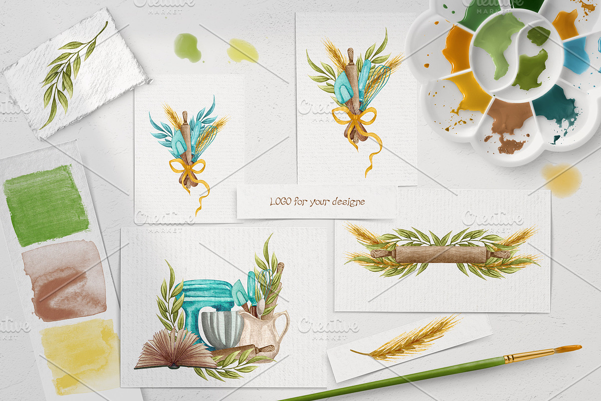 Baking Watercolor Set, a Food Illustration by BarvArt (Photo 7 of 16)