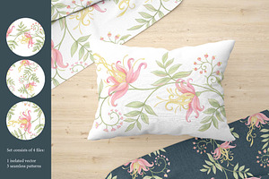 Gloriosa Seamless Patterns & Element