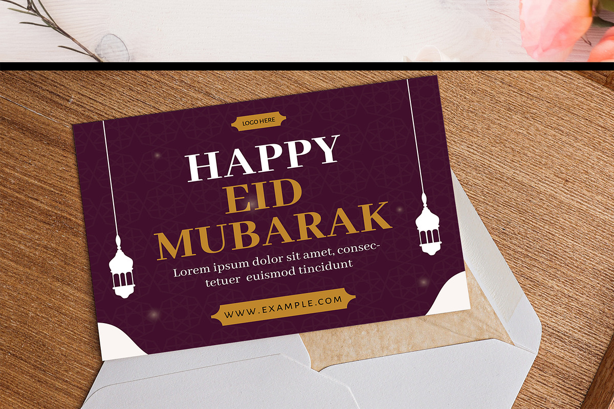 Happy Eid Mubarak Greeting Card, a Card Template by MightyDesign (Photo 3 of 6)