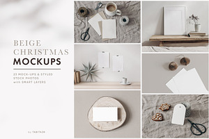 23 Beige Christmas mockups & photos