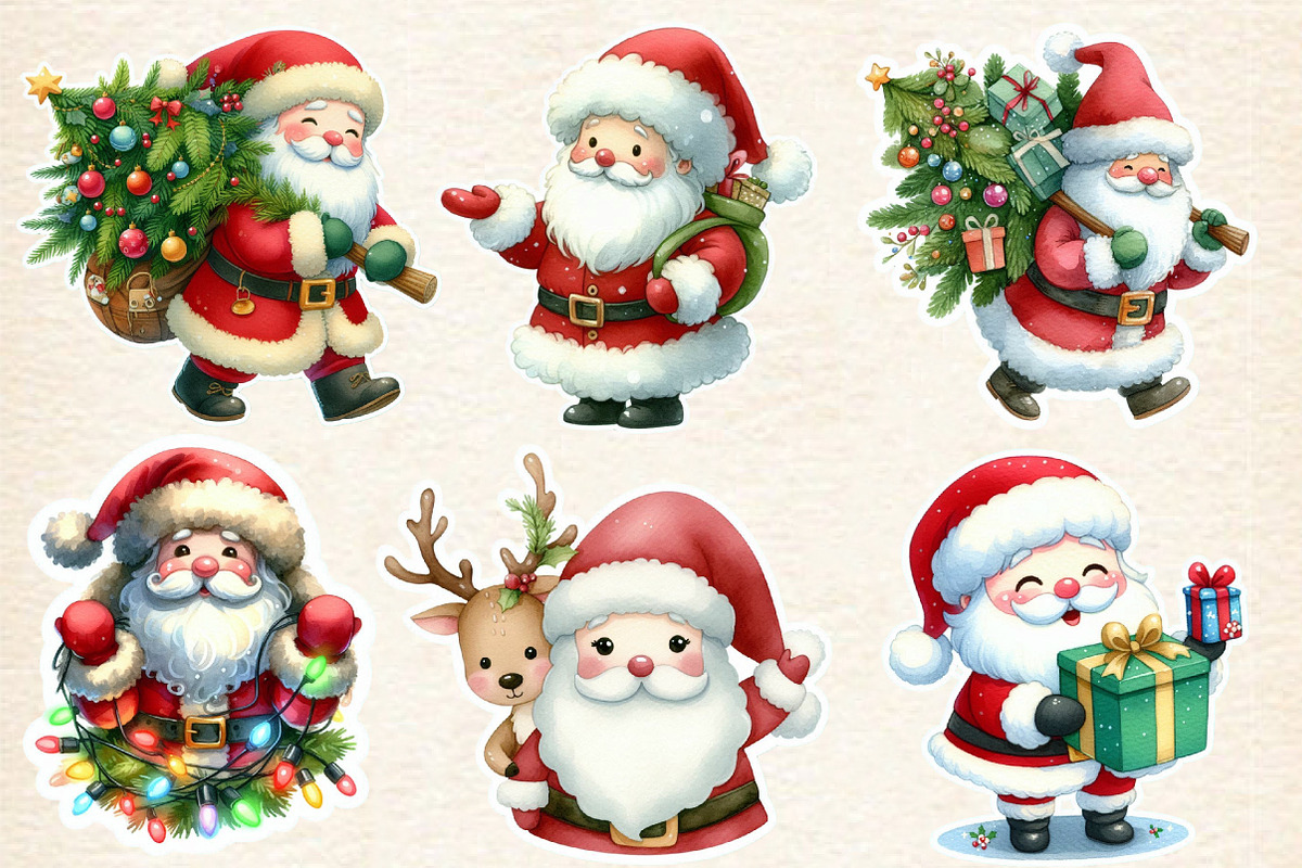 Christmas Santa Claus Sticker Clipar, an Illustration by Designworld (Photo 4 of 5)